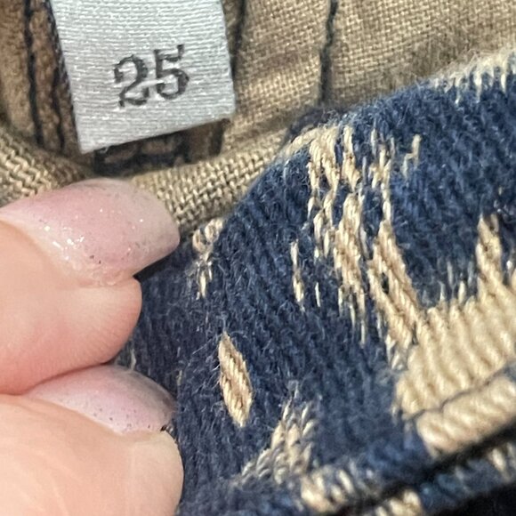 HENRY & BELLE IKAT Trouser Flat Front Shorts 25 Women's Chino Short Brown Blue - Picture 6 of 7